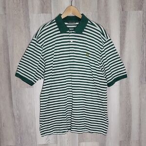 🛍Masters Collection Mens XL Polo Green White Stripe Collared Pima‎ Cotton Golf
